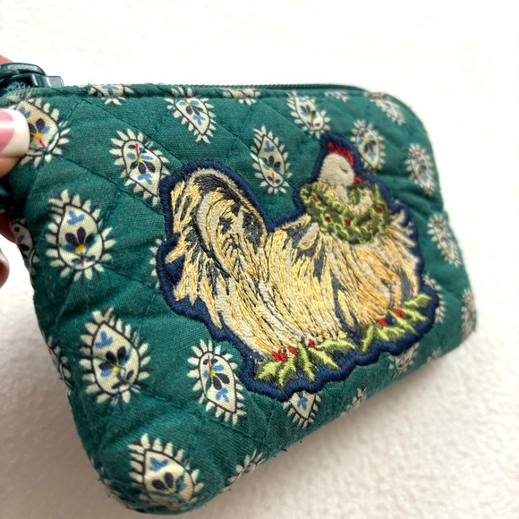 Vera BradleyGreen Paisley Embroider Rooster Inner Lined Penguin Wristlet Wallet - Picture 7 of 14